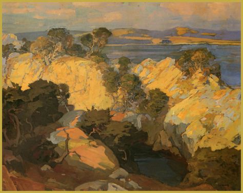 Franz Bischoff, Carmel Coast, c 1913 Coastal Painting, Social Art, Air Painting, California Landscape, California Art, Landscape Features, Post Impressionists, Plein Air Paintings, Western Art