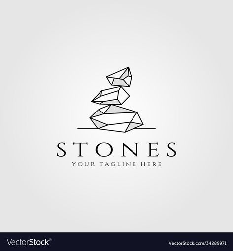 Stone logo line art design vector image Stone Logo Design, Concrete Logo, Logo Examples, Logo Line Art, Stone Logo, Art Vector Illustration, Logo Illustration Design, Stone Photography, Diamond Logo