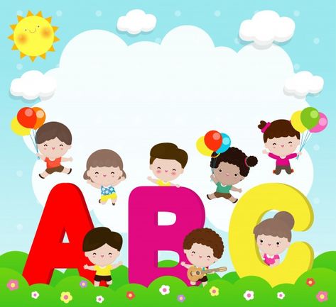 Cartoon children with abc letters, schoo... | Premium Vector #Freepik #vector #school #books #kids #children Abc Background, Abc Cartoon, Background For Kids, Clown Crafts, Animal Alphabet Letters, Kids Cartoon Characters, Alphabet Pictures, School Frame, Abc Poster