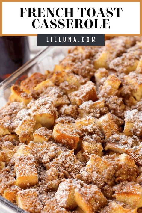 This best-loved French toast casserole is perfect for making ahead of time! It's eggy with a hint of cinnamon. #frenchtoastcasserole #frenchtoast #breakfast #breakfastcasserole #frenchtoastcasserole Overnight French Toast Bake, Pregnancy Freezer Meals, Easy French Toast Casserole, Bbq Favorites, Easy French Toast Bake, Easy French Toast, French Toast Casserole Easy, French Toast Bake Recipe, French Toast Casserole Recipes