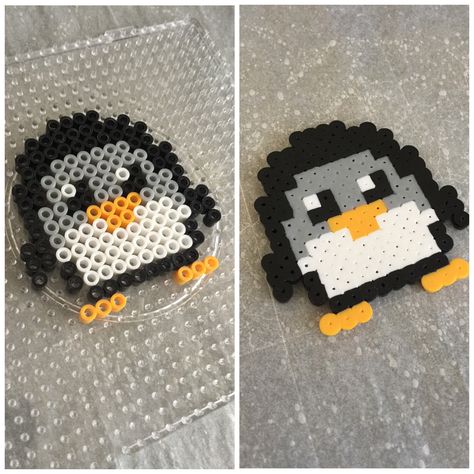 Perler/Hama penguin. Ironing Beads Ideas, Ironing Beads, Perler Bead Designs, Hamma Beads Ideas, Penguin Crafts, Easy Perler Bead Patterns, Melty Bead Patterns, Fuse Bead Patterns, Hama Beads Design