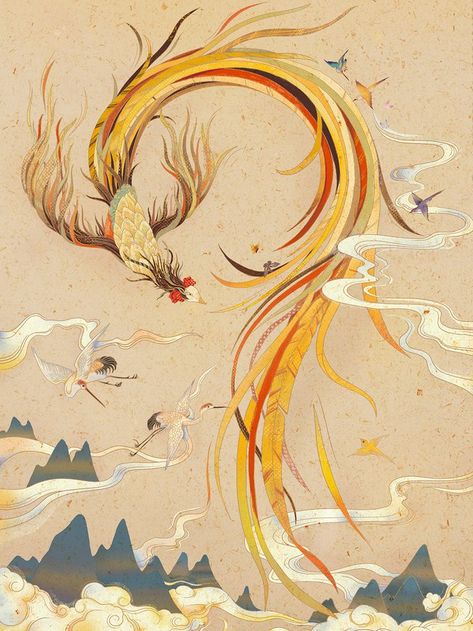 Phoenix Mythology, Cny Design, Couple Logo, Phoenix Drawing, Cute Panda Drawing, Motion Logo, Panda Drawing, Phoenix Tattoo Design, Fashion Drawing Sketches