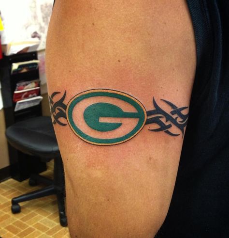 Hubby has almost exact tattoo Greenbay Packers Tattoo, Packers Tattoo, Green Bay Packers Tattoo, Voodoo Doll Tattoo, Irish Tattoos, Nfl Green Bay, Tattoo For Son, Just Ink, Face Tattoos