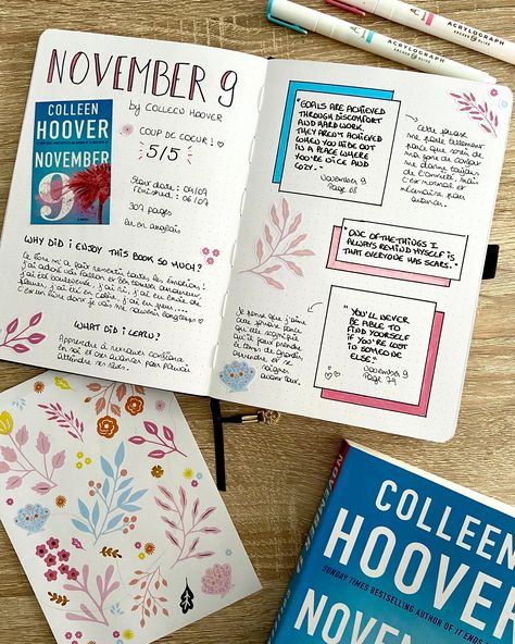 Bullet Journal Reading Log, Reading Bujo, Journal Spread Ideas, Archer And Olive, Book Review Journal, Book Review Template, Book Reading Journal, My Favorite Quotes, Reading Notebook