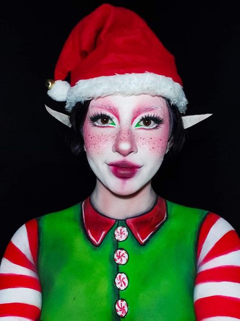 #makeup #mua #sfx #Christmas #fxmakeup #elf Scary Elf Makeup, Santa Elf Makeup, Christmas Elf Makeup Looks, Prison Makeup, Santa Claus Makeup, Christmas Sfx Makeup, Elves Makeup, Christmas Elf Makeup, Clown Face Paint