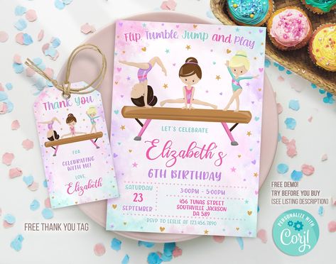 This Invitations item by DigitalPixelPH has 81 favorites from Etsy shoppers. Ships from United States. Listed on 14 Mar, 2023 Gymnastic Birthday, Gymnastics Invitations, Gymnastics Birthday Invitations, Gymnastics Birthday Party, Template Pastel, Gymnast Birthday Party, Gymnastics Party, Gymnastics Birthday, Party Bundles