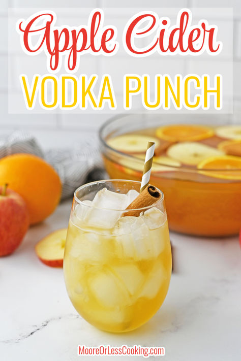 You’ll love this festive Apple Cider Vodka Punch recipe, perfect for fall holidays like Halloween and Thanksgiving. It’s a crowd-pleasing punch that combines apple cider, ginger ale, and vodka. It’s deliciously spiced with cinnamon sticks and slices of apples and oranges for a classic autumn flavor. Fall Vodka Punch Recipes, Thanksgiving Vodka Punch, Apple Cider Cocktail Recipes Vodka, Thanksgiving Drinks Alcohol Vodka, Apple Cider Punch Alcohol, Apple Cider Vodka Drink, Apple Cider Vodka Punch, Apple Cider Alcoholic Drink, Drinks With Apple Cider