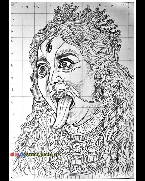 Maa kali Drawing Outline ✍️❤️‍🩹... . . Full tutorial video on my YouTube channel 👇❤️‍🩹 (Somnath khatua art) . . . @somnath_khatua_art #somnathkhatuaart #maakali #drawingpencil #sketches #kalimata Maa Kali Drawing Sketch, Kali Mata, Colored Pencil Portrait, Pencil Portrait, Pencil Sketch, Pencil Drawings, Drawing Sketches, Colored Pencils, Projects To Try