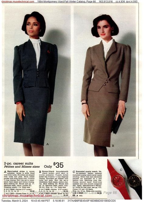 1984 Montgomery Ward Fall Winter Catalog, Page 66 - Catalogs & Wishbooks Fashion Eras, Fem Fashion, Womens Workwear, 1980 Fashion, 80s Stuff, Princess Diana Fashion, Fashion Decades, 80’s Fashion, Runway Fashion Couture