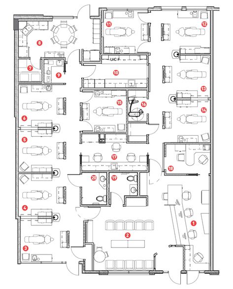 Dental Clinic Floor Plan, Dental Clinic Plan, Dental Office Floor Plan, Lobby Plan, Dental College, Medical Clinic Design, Hospital Plans, Architectural Plan, Office Floor Plan