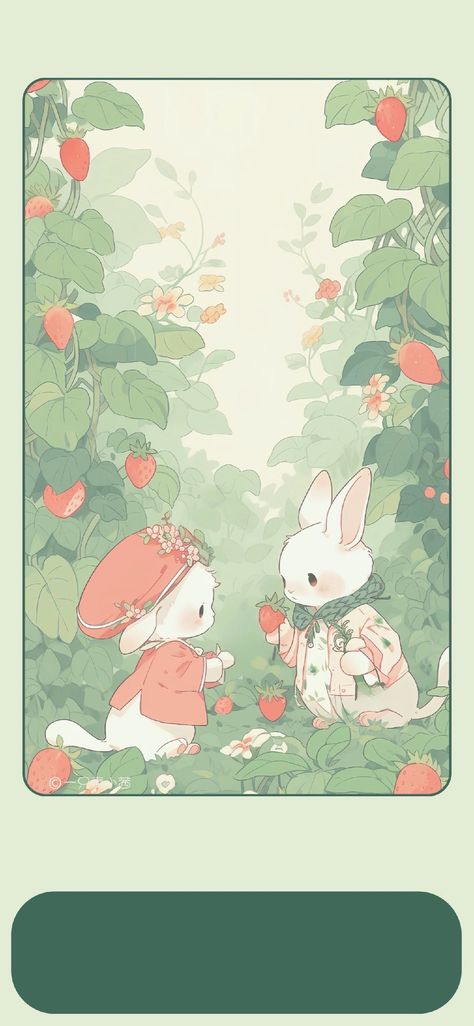 2/2 Homescreen Cute Bunny Art Wallpaper, Kawaii Bunny Aesthetic, Fondos Cute Aesthetic, Aesthetic Bunny Wallpaper, Cute Homescreen Wallpaper, Bunny Wallpaper Aesthetic, Home Screen Green, Cute Bunny Wallpaper, Wallpaper Bunny