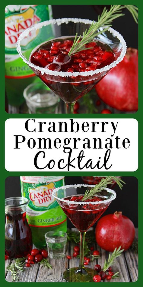 Cocktail Pomegranate, Pomegranate Cocktail Recipes, Ginger Ale Drinks, Ginger Ale Cocktail, Pomegranate Cocktail, Pomegranate Drinks, Cranberry Ginger Ale, Cranberry Martini, Cranberry Pomegranate