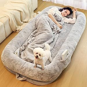 Murago Human Dog Bed for Adults, 71" Long Human Size Dog Bed, Removable Cover, Washable, Waterproof, Orthopedic Design [Light Grey] Human Dog Bed, Human Dog, Pet Supplements, Orthopedic Dog Bed, Enjoy Time, Older Dogs, Design Light, Dog Beds, Cookware Set