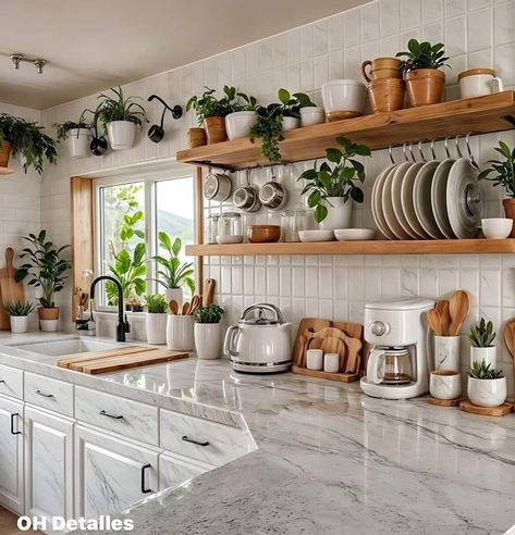 Floating Shelves Kitchen, Boho Kitchen, Kitchen Inspiration Design, Decoration Idea, Apartment Kitchen, Styl Boho, Kitchen Remodel Idea, Decor Idea, Kitchen Shelves