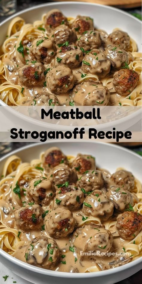 Looking for meatball recipes easy to make? Our Meatball Stroganoff Recipe is ideal! This ground beef recipe for dinner combines tender meatballs with a delicious stroganoff sauce, making it a standout meal. Meatball Stroganoff Recipe, Stroganoff Sauce, Beef And Pork Meatballs, Meatball Stroganoff, Ground Beef Meatballs, Ground Beef Recipe, Recipe For Dinner, Tasty Meatballs, Stroganoff Recipe