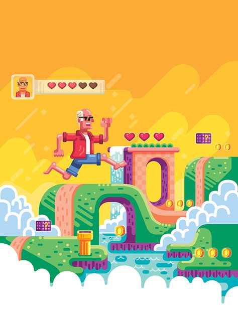 2d Platformer, Vector Characters, Vector Game, Flat Design Illustration, Video Game Design, Game Illustration, Game Concept, Illustration Inspiration, Flat Illustration