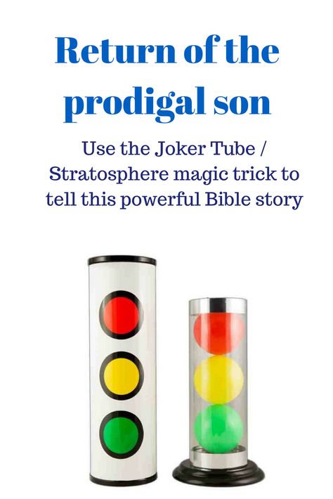 The Return of the Prodigal Son -  Do you know the Joker Tube / Stratosphere magic trick? It is a very easy trick, which enables you to tell many different Bible stories. It is so easy! In the video we demonstrate you how you can use the Joke Tube to tell the story of the prodigal son - We will also give a trustworthy link, where you can buy this trick for yourself. - Themes:  The prodigal son, making decisions, asking forgiveness, making things right. Prodigal Son Object Lesson, Prodigal Son Game, The Prodigal Son Activities, Prodigal Son Activity, Bible Magic, Jesus Heals Paralyzed Man, Return Of The Prodigal Son, Assembly Ideas, Learn Magic Tricks