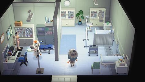 Animal Crossing Hospital, Animal Crossing Guide, Children Hospital, Happy Home Designer, Hospital Design, Doctor Office, Animal Crossing Game, Island Design, Animal Crossing Qr