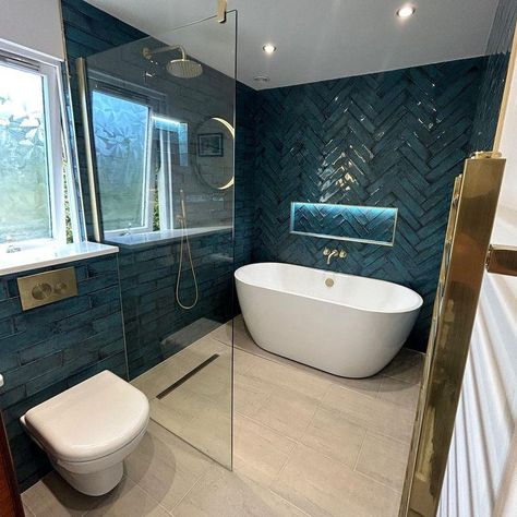 Throwing it back to one of our favourite bathrooms from last year featuring stunning Vintage Blue metro tiles. Bathroom by @piperplumbingandheating . #bathroominspiration #bathroominspo #bathroomtiles #bluebathroom #bluetiles Metro Tile Bathroom Ideas, Metro Tile Bathroom, Blue Tiles Bathroom, Bathroom Blue Tile, Metro Tiles Bathroom, Herringbone Tile Bathroom, Bathroom Tiles Design Ideas, Vintage Range, Contemporary Bathroom Decor