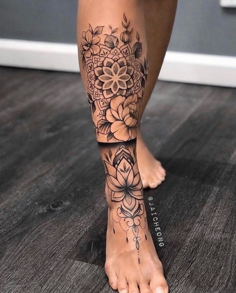 Calf Sleeves Tattoo, Calf Tattoos For Women, Tato Mandala, Sock Tattoo, Robin Tattoo, Lower Leg Tattoos, Shin Tattoo, Hip Thigh Tattoos, Full Leg Tattoos