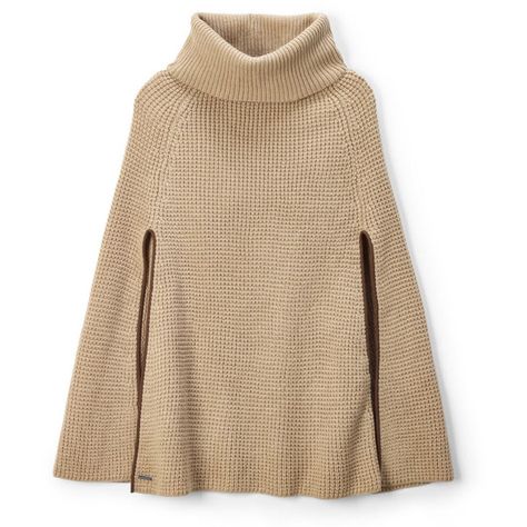 Ralph Lauren Lauren Waffle-Knit Cape ($50) ❤ liked on Polyvore featuring outerwear, brown cape, ralph lauren, cape coat, ralph lauren turtleneck and turtleneck top Turtleneck Cape, Poncho Au Crochet, Crochet Poncho Free Pattern, شال كروشيه, Knitted Cape, Poncho Pattern, Poncho Sweater, Mama Style, Cape Coat