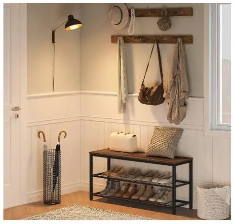 Stunning Shoe Benches for Your Entryway That You’ll Want to Copy 9 Foyer Front Door, Entryway Shoe Rack, Coat Rack Shoe Bench, Tree Coat Rack, Shoe Rack Bench, Room Bench, Shoe Rack Entryway, Shoe Storage Solutions, Entryway Shoe