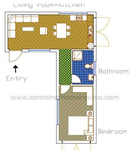 L Shape Container Home, L Shape Shipping Container Home, 2 Bedroom Container Home Floor Plans, Shipping Container Homes Plans Layout, Container Homes Plans, L Shaped House Plans, Tiny Container House, L Shaped House, Shipping Container House Plans