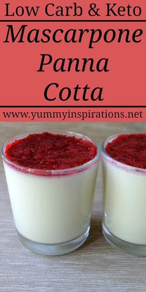 Low Carb Panna Cotta Recipe With Mascarpone Cheese and Vanilla – Easy Gluten Free Keto Desserts with simple video tutorial. Keto Mascarpone, Recipe With Mascarpone, Recipes With Mascarpone Cheese, Dolce Poche Calorie, Mascarpone Recipes, Dessert Mousse, Panna Cotta Recipe, Simple Video, Low Carb Dessert