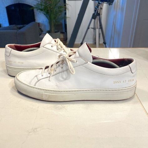 Common Projects Achilles White Italian Leather Low Sneakers Mens US 9 EU 42 Common Projects Achilles Low, Common Projects Achilles, White Italian, Common Projects, Low Sneakers, Italian Leather, Sneakers, Leather, White