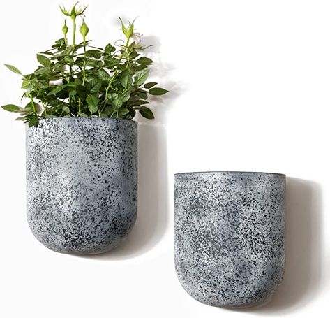 Amazon.com: LA JOLIE MUSE Wall Hanging Planter, Wall Mounted Flower Pots, Succulent Wall Planter Pots for Outdoor Indoor, Set of 2, 6 Inch, Rock Gray : Patio, Lawn & Garden Wall Mounted Flower, Wall Hanging Planters, Wall Planters Outdoor, Planters For Indoor Plants, Succulent Wall Planter, Wall Mounted Planters, Planter Wall, Vertical Wall Planters, Hanging Flower Pots