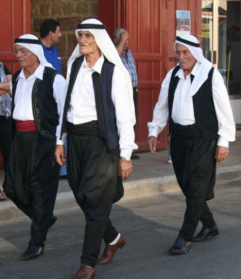 Lebanese-men Qadisha Valley, Lebanese Clothing, Lebanon Culture, Lebanese Men, Lebanese Women, National Clothes, Western Style Outfits, Traditional Clothes, Beirut