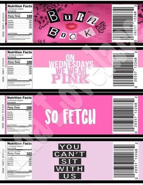 Party Tips And Tricks, Y2k Birthday Party, Mean Girls Party, Mean Girls Burn Book, 2000s Party, Mean Girl Quotes, Party Labels, Party Tips, So Fetch