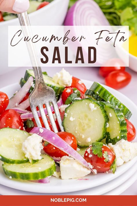 cucumber salad Nana Bread, Summer Entertaining Recipes, Cucumber Feta Salad, Feta Recipe, Edamame Salad, Feta Recipes, Cold Pasta, Refreshing Salad, Strawberry Salad