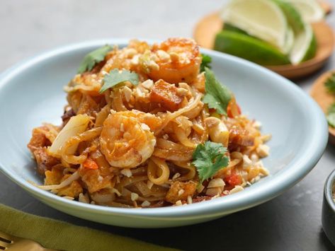 The Best Shrimp Pad Thai Recipe | Food Network Kitchen | Food Network Shrimp Pad Thai Recipe, Shrimp Pad Thai, Shrimp And Eggs, Thai Recipe, Pad Thai Recipe, Stir Fry Dishes, Tamarind Paste, Extra Firm Tofu, Mung Bean