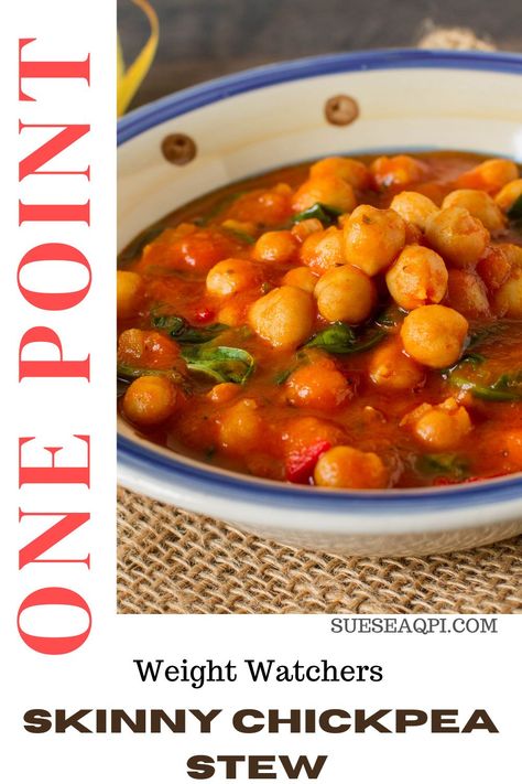 Chickpea Low Calorie Recipes, Ww Chickpea Recipes, Weight Watchers Healthy Chickpea Salad, Mediterranean Chickpea Stew, Chickpea Sweet Potato Stew, Chickpea Stew Vegan, Ww Soup, Low Calorie Recipes Dinner, Chickpea Soup