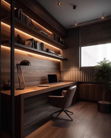 modern desk Modern Home Offices, Modern Office Space, Office Interior Design Modern, Study Room Design, Home Studio Setup, Contemporary Home Office, Small Home Offices, Small Home Office, Modern Home Office