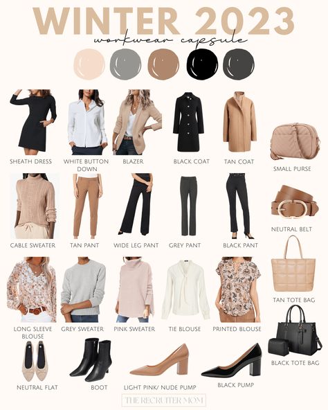 Winter Workwear Capsule - The Recruiter Mom Mom Summer Outfits, Recruiter Mom, Winter Workwear, Workwear Capsule Wardrobe, Traveling Aesthetic, Workwear Capsule, Capsule Wardrobe Women, Mom Travel, Capsule Wardrobe Work