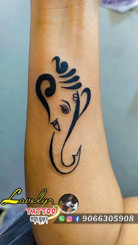 Ganpati Tattoo On Neck, Ganapathi Tattoo Designs, Ganapati Tattoo Design, Ganpati Nails, Bhagwan Tattoo, Ganapati Tattoo, Small Ganesha Tattoo, Ganpati Tattoo Designs, Hinduism Tattoos