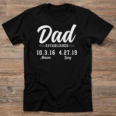 Personalized with any title and up to 8 names with established dates  Let your Dad or Grandpa proudly display how many kids or grandkids he has with our Established Personalized Men's Shirt. Adoption Celebration, Step Dad Gifts, How Many Kids, Gifts For New Dads, First Mothers Day, Fathers Day Shirts, New Dads, Personalized Shirts, Dad To Be Shirts