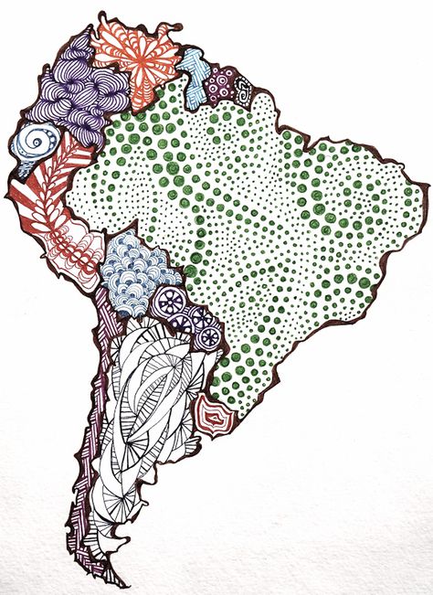 South America Tattoo Ideas, South America Tattoo, South America Art, America Landscape, Latin America Map, America Outline, Columbia South America, Inca Tattoo, America Fashion