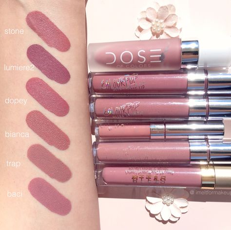 Dose of Colors Stone Liquid Lipstick Dupes Liquid Lipstick Swatches, Mascara Hacks, Happy April, Lipstick Kit, Batons Matte, Colors Shades, Lipstick Swatches, Dose Of Colors, Makeup Swatches