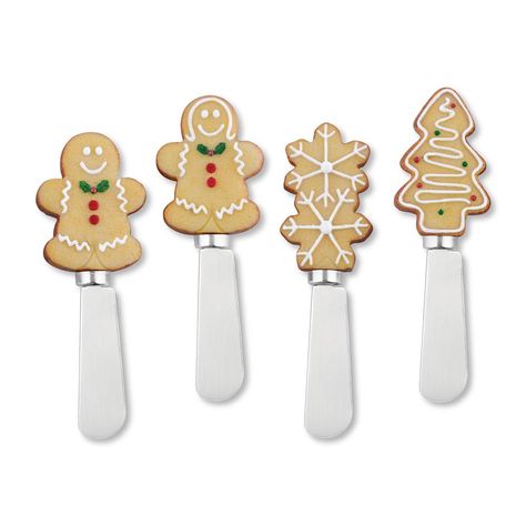 5290 4-Piece Sugar Cookies Resin Cheese Spreader, Assorted Gingerbread Lady, Cheese Spreaders, Man Cookies, Festive Cookies, Butter Spreader, Painted Resin, Christmas Sugar Cookies, Cookie Designs, Holiday Entertaining