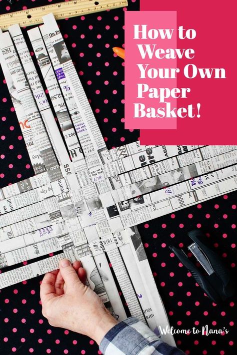 Diy Woven Basket, Boho Basket Decor, Kids Room Storage Solutions, Paper Straws Crafts, Paper Basket Weaving, How To Make A Paper Bag, Newspaper Crafts Diy, Diy Newspaper, Recycled Paper Crafts