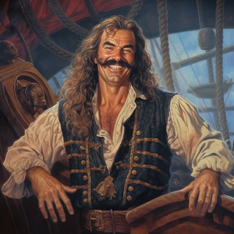 Old Sailor Art, Werewolf Pirate, Medieval Sailor, Pirate Captain Character Design, Pirate Fantasy Art, Fire Pirate, Pirate Painting, Pirate Rpg, Pirate Portrait