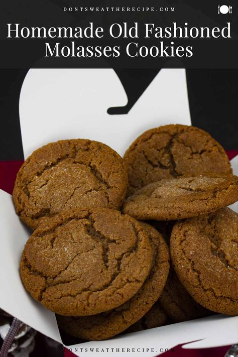 Old Fashioned Rolled Molasses Cookies are a traditional holiday cookie recipe. Slightly crisp outside and chewy tender inside! #christmascookies #christmas #holiday #molasses #cookieswap Amish Molasses Cookies Recipe, Old Fashion Molasses Cookies Recipe, Malassis Cookies Recipes, Old Fashioned Molasses Cookies, Soft Molasses Cookies, Refrigerator Cookies, Drop Sugar Cookies, Anise Cookies, Susie Cakes