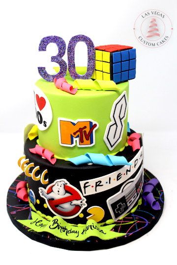 90s Theme Birthday Cake, 45th Birthday Ideas For Him, 45th Birthday Ideas, 29th Birthday Cakes, 90s Theme Party Decorations, 80s Birthday Parties, 30th Bday Party, 30th Birthday Themes, Theme Birthday Cake