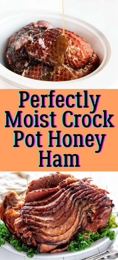 Perfectly Moist Crock Pot Honey Ham - TASTYDONE Moist Ham, Thanksgiving Ham Recipes, Crock Pot Ham, Ham Recipes Crockpot, Slow Cooker Ham Recipes, Thanksgiving Ham, Ham Recipes Baked, Freezer Dinners, Crockpot Ham