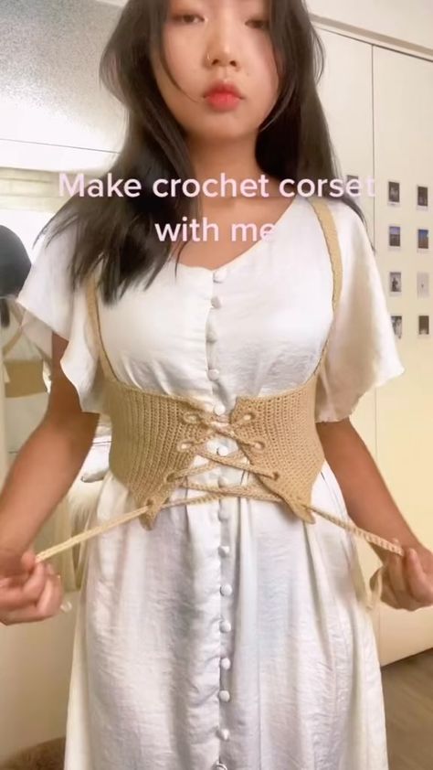 Crochet Clothes Corset, Crochet A Corset Top, Underbust Crochet Corset Pattern, Knit Corset Top Pattern, Knitted Corset Pattern, Crochet Top Outfit Modest, Crochet Stays Corset, Crochet Corset Tutorial, Free Crochet Corset Patterns