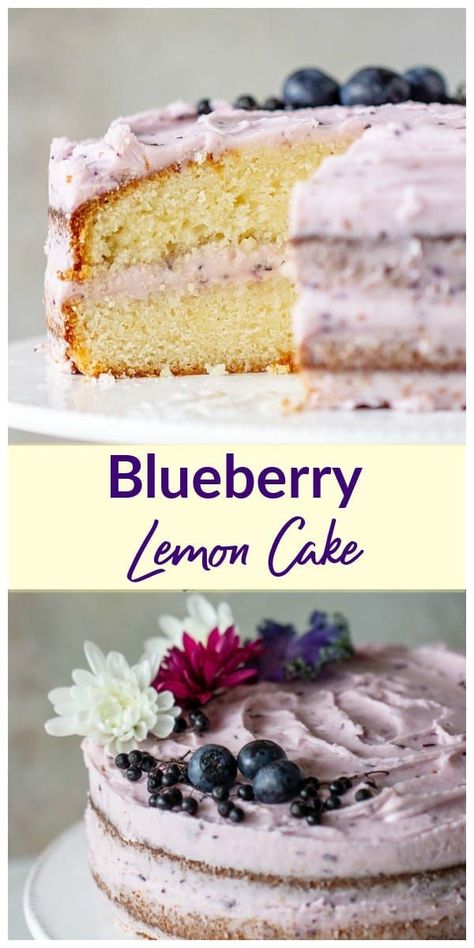 Lemon Blueberry Layer Cake, Blueberry Cream Cheese Frosting, Blueberry Layer Cake, Cake Blueberry, Lemon Blueberry Cake, Lemon Layer Cakes, Brunch Cake, Lemon Uses, Blueberry Lemon Cake