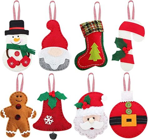 AmazonSmile: WILLBOND 8 Pieces 3D Christmas Tree Felt Ornaments Christmas Santa Clause Snowman Reindeer Bear Candy Cane, Christmas Stocking, Gnome Felt Toys Decoration for Christmas Tree Party: Home & Kitchen Decor For Christmas Tree, Christmas Tree Felt, 3d Christmas Tree, Buy Christmas Tree, Felt Tree, Decor For Christmas, Reindeer Decorations, Candy Cane Christmas, Stocking Ornament